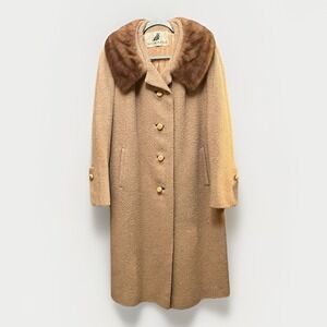 Vintage 50s 60s ROTHMOOR Wool Bouclé Coat with Mink Fur Collar‎ | Pristine